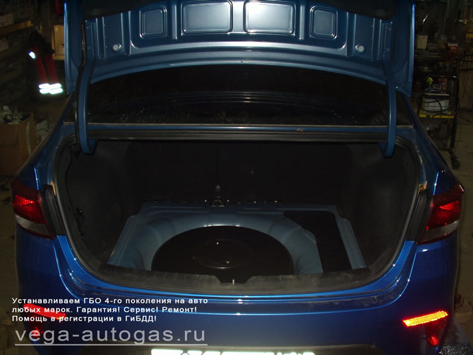 Установка ГБО Альфа S на Kia Rio 2017 г.в., 123 л.с., торовый баллон 42 литра в багажнике Нижний Новгород, Дзержинск