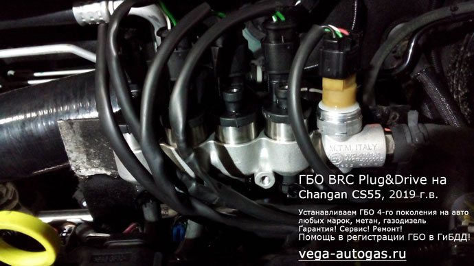 ГБО BRC Sequent Plug&Drive в подкапотном пространстве, установка на Changan CS55 2019 г.в., АКПП., 1.5 л., 143 л.с., пробег: 6 081 км., ВЗУ в лючке бензобака, тороидальный баллон 54 литра в багажнике Нижний Новгород, Дзержинск