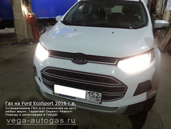 Установка ГБО Альфа S на Ford EcoSport 2016 г.в., 1.6 л., 122 л.с., 51-литровый цилиндрический баллон в багажнике, Нижний Новгород, Дзержинск