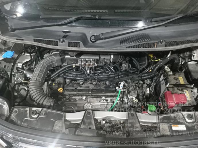 подкапотная компоновка, установка ГБО Диджитроник IQ на Сузуки Солио, 2020 г.в., 1,2 л., 91 л.с., с пробегом 49 490 км., ВЗУ в лючке бензобака, тороидальный баллон 42 литра в багажнике, в нише для запасного колеса, Нижний Новгород, Дзержинск